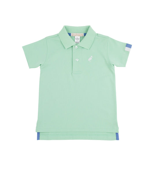 Prim and Proper Polo Short Sleeve Pima Grace Bay Green/Worth Ave White/Sunrise Blvd Blue