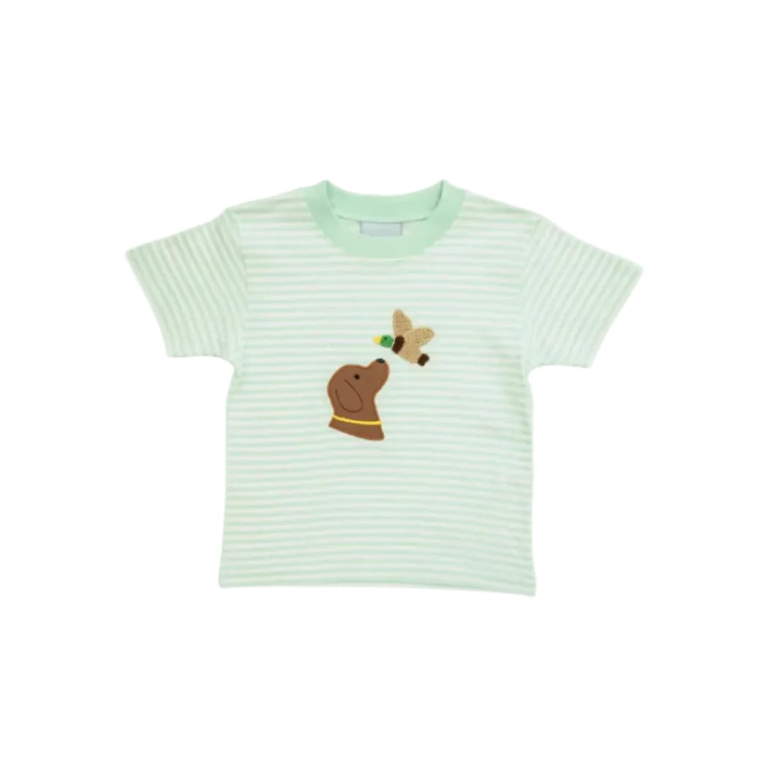 Dog with Duck Shirt, Mint Stripe