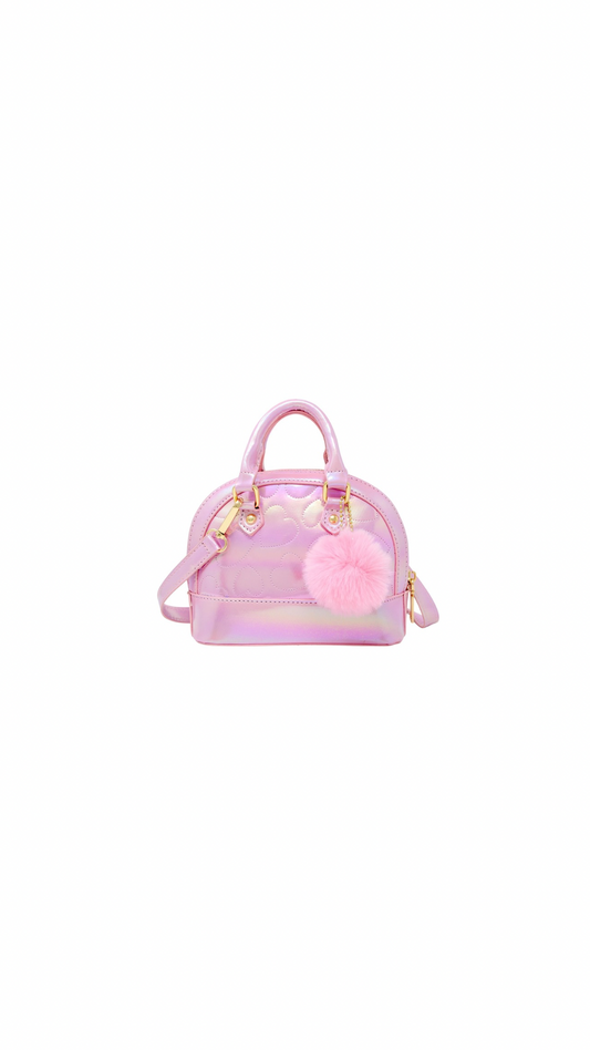 Shiny Dotted Heart Moon Handbag Pink