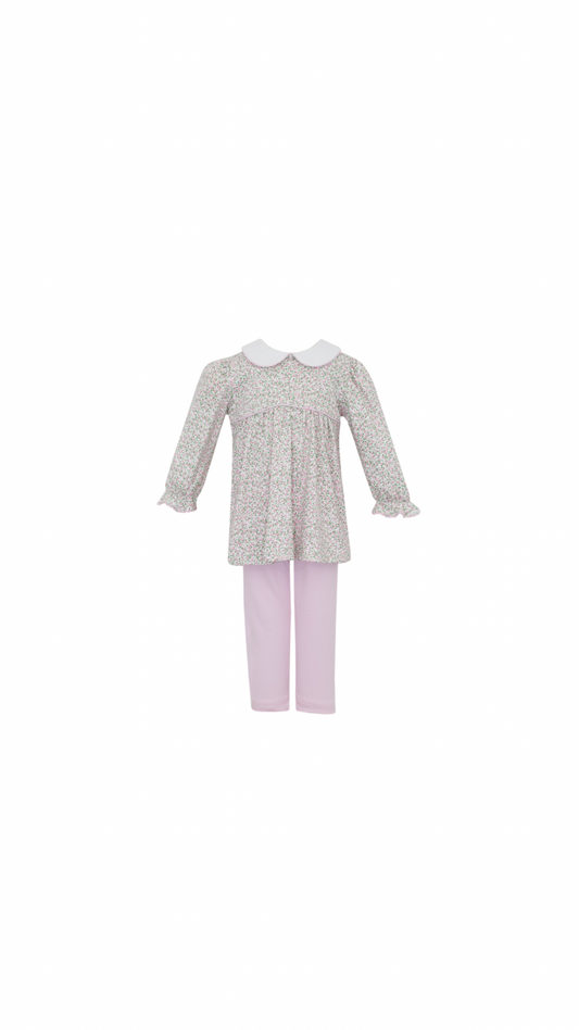 Carol Pink Knit Liberty Floral Tunic Set Long Sleeve