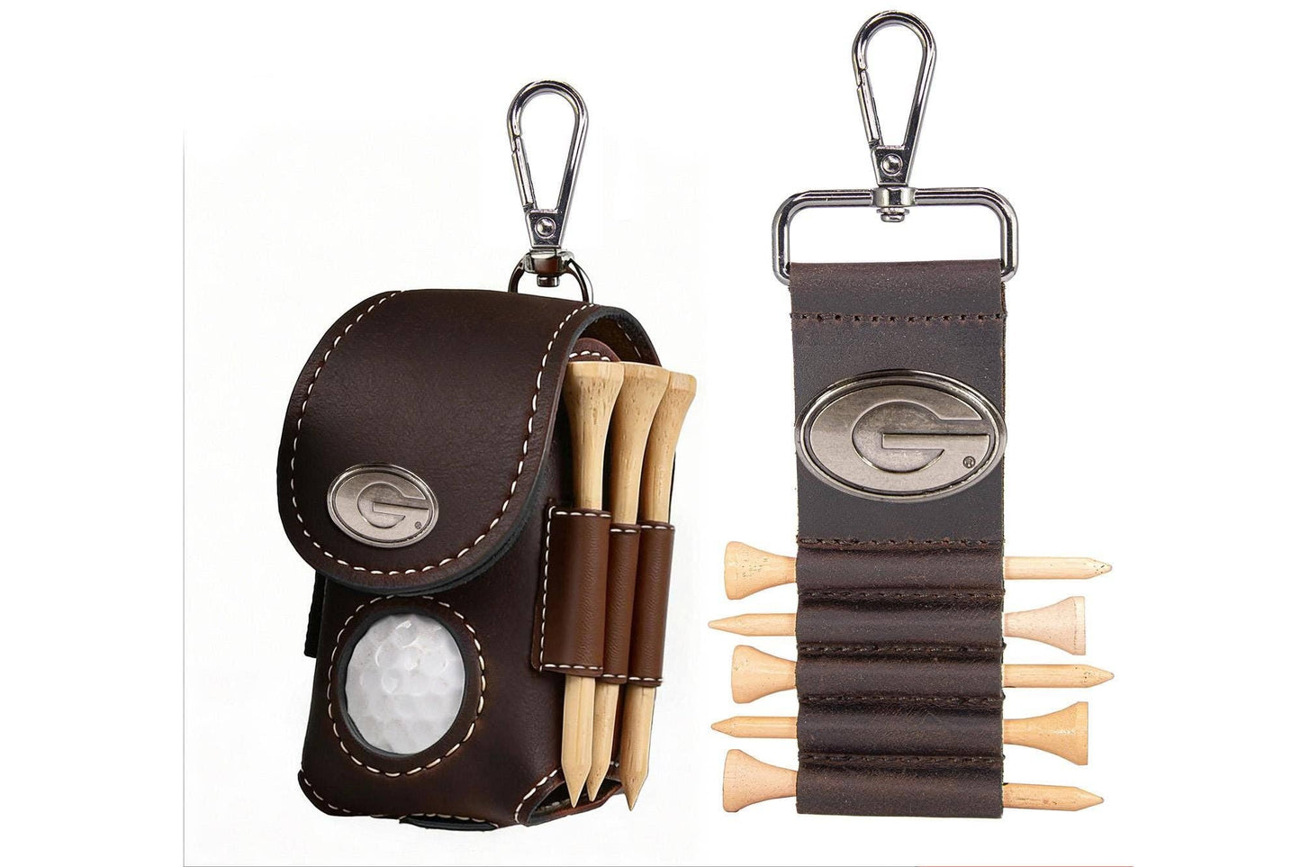 Georgia Bulldogs Leather Golf Ball and Tee Holder