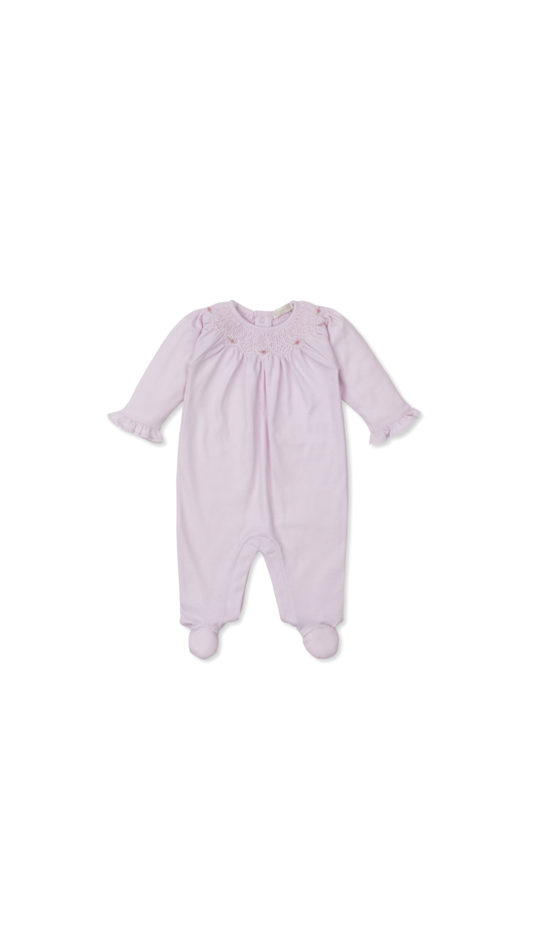 Pink CLB Fall Bishop-Footie with Hand Smocking