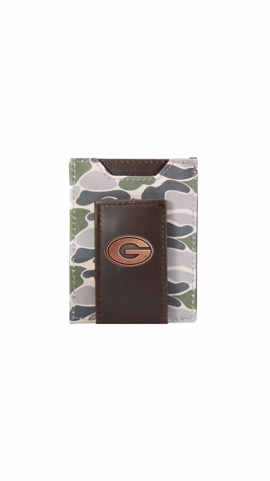 Georgia Bulldogs Magnetic Old School Camo Leather Wallet