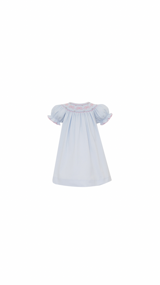 Bows Light Blue Knit Bishop Short Sleeve