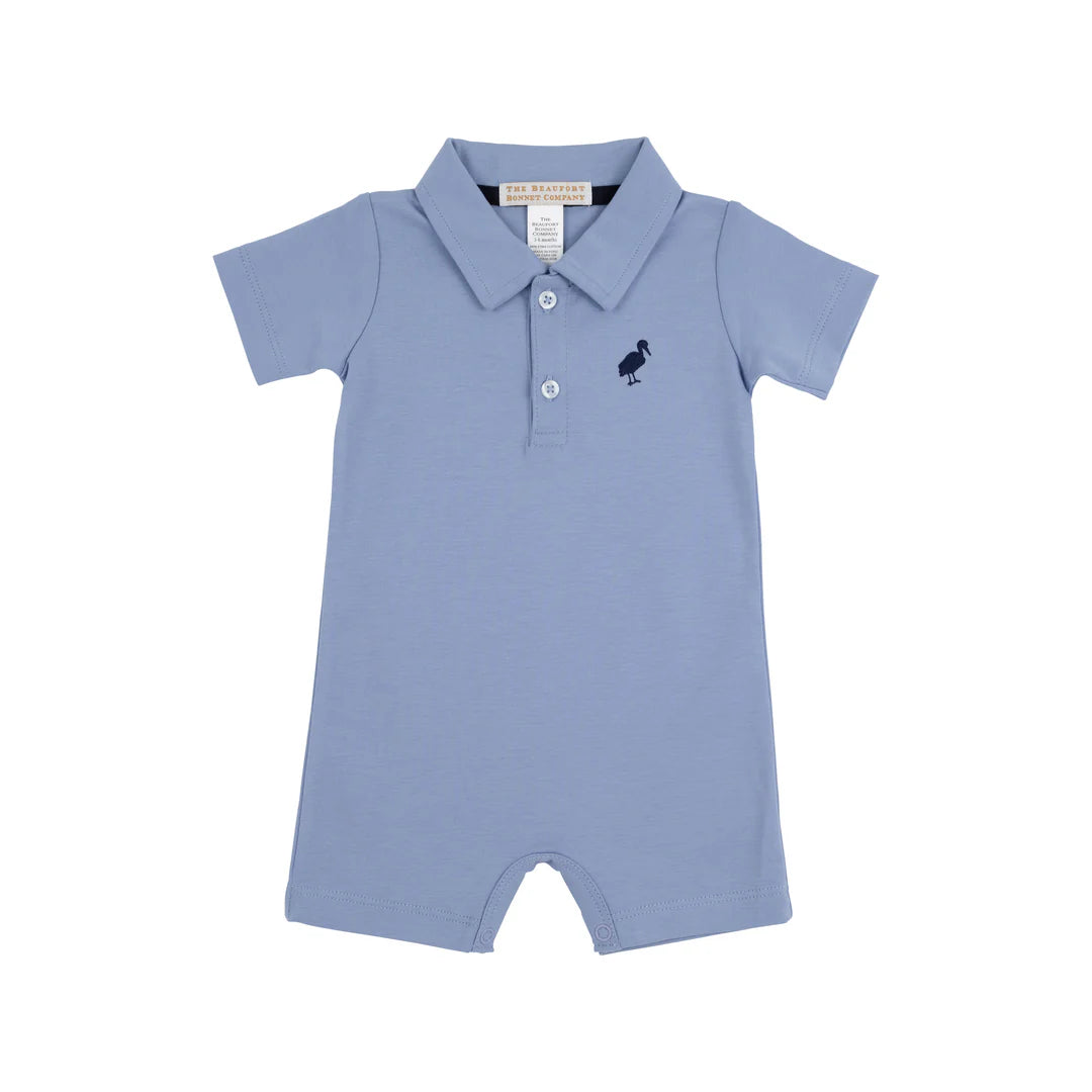 Sir Proper's Romper Park City Periwinkle with Nantucket Navy Stork