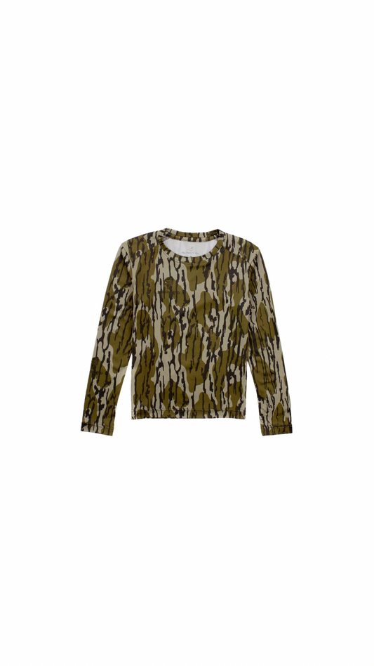 Boys Ravine Tee Long Sleeve Mossy Oak Original Bottomland