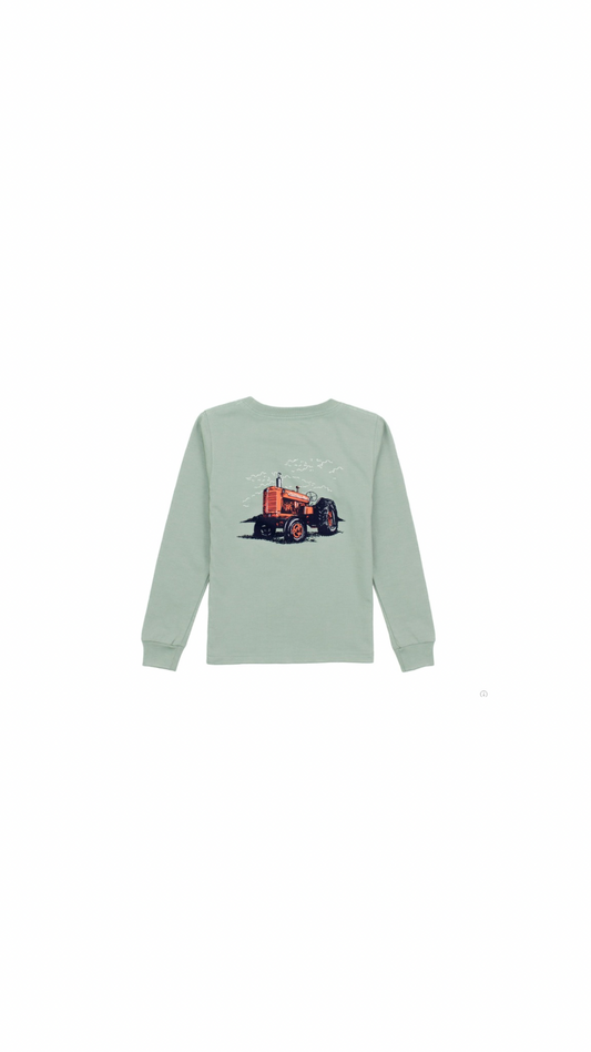 Boys Tractor Long Sleeve Sage