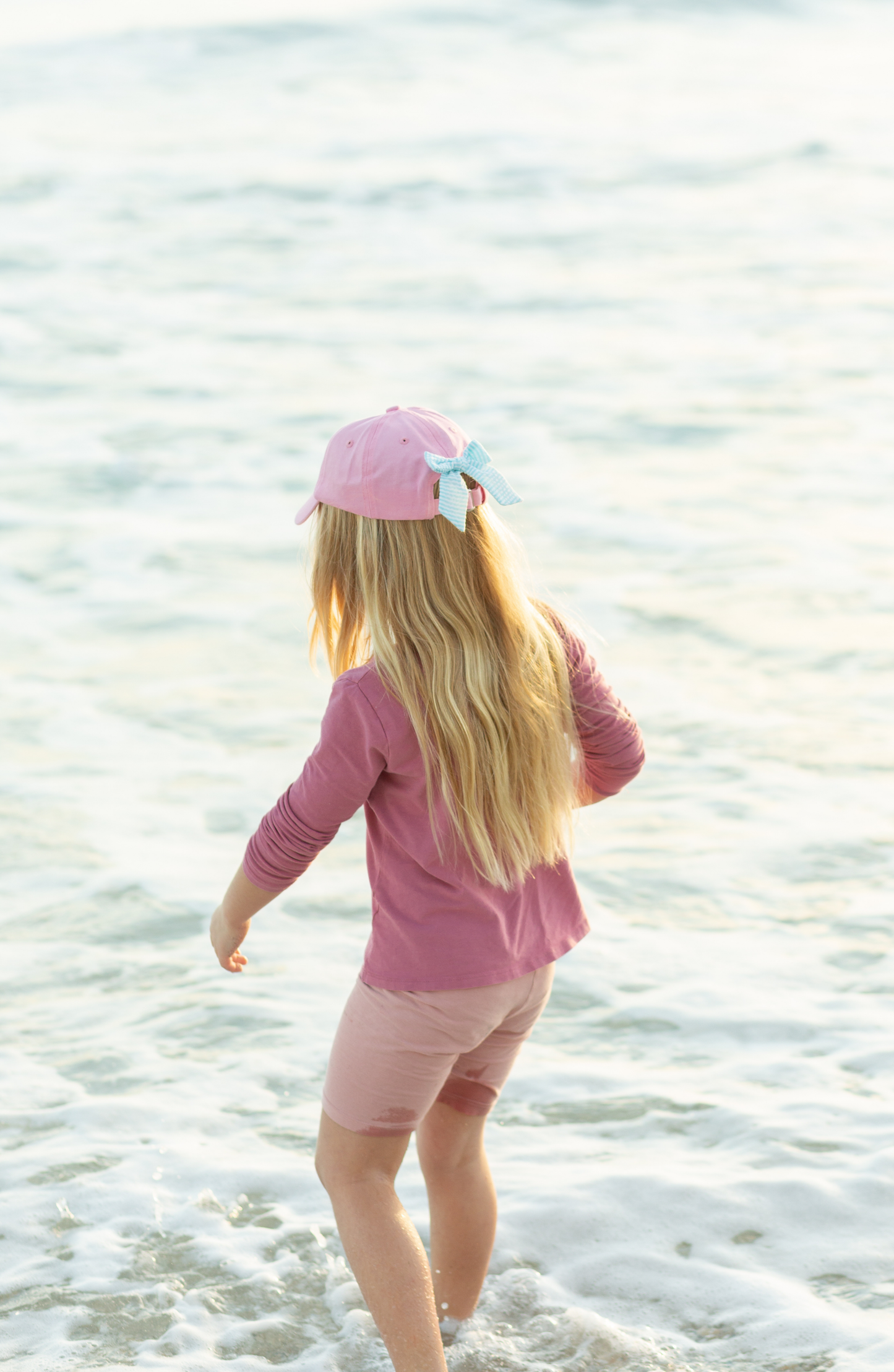 Pink Mermaid Bow Baseball Hat - Youth (2-8)