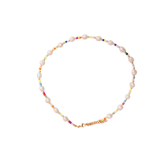 Pearls and Pop - Multi-Pearl Rainbow Seed Bead Necklace