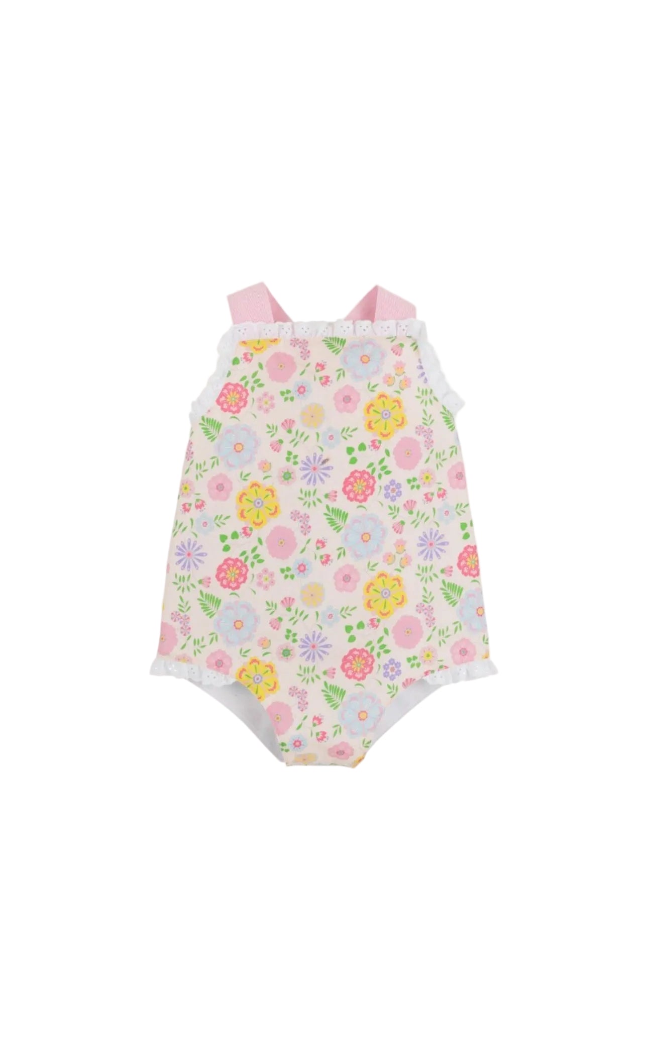 Sisi Sunsuit - Broadcloth Boca Grande Begonia/Hamptons Hot Pink Pique Stripe