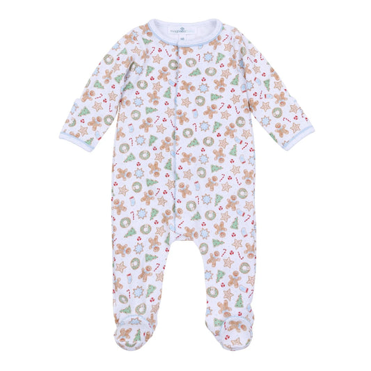 Frosted Wonderland Printed Zipper Footie Light Blue