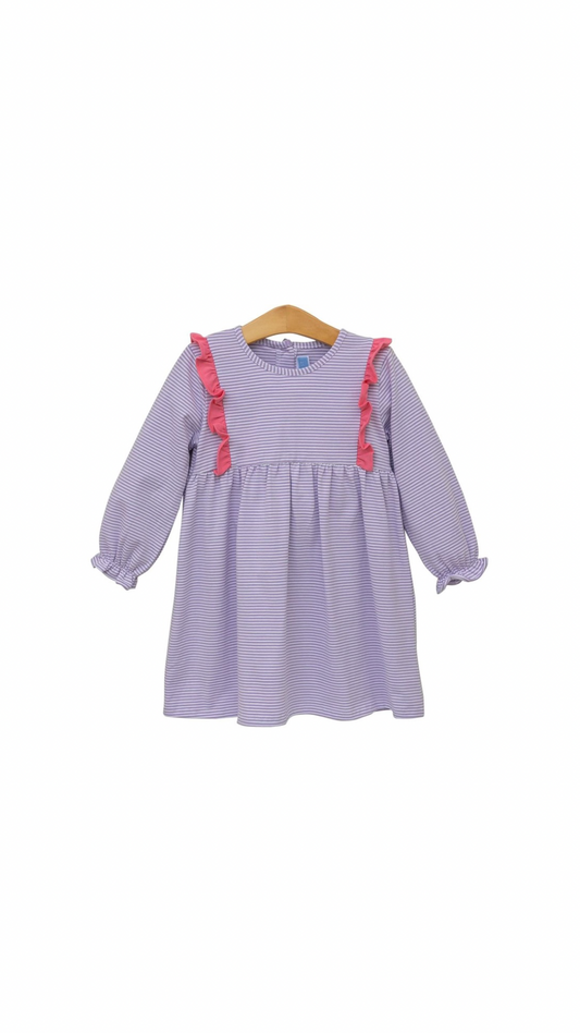 Olivia Dress Lavender Stripe/Pink