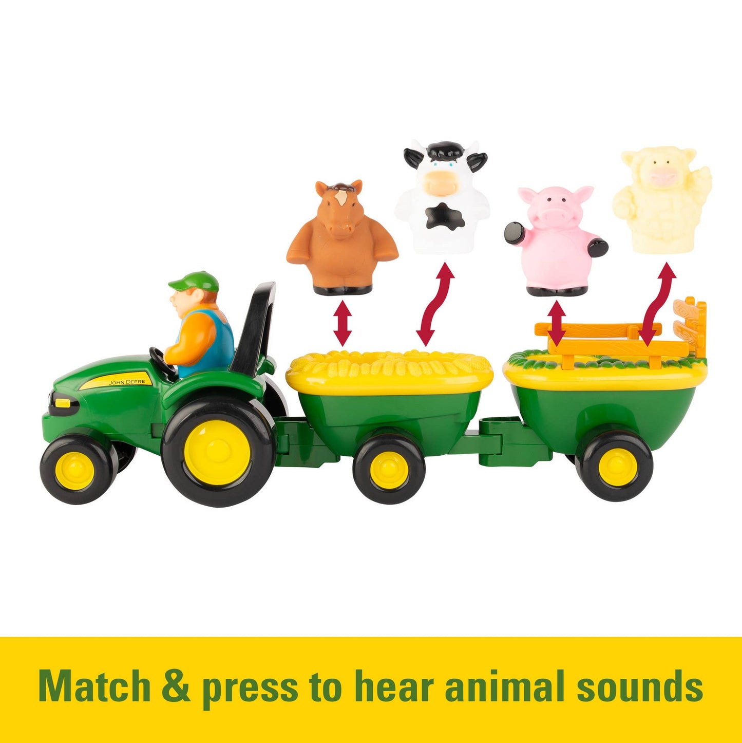 TOMY John Deere Animal Sounds Hayride Musical Tractor Toy