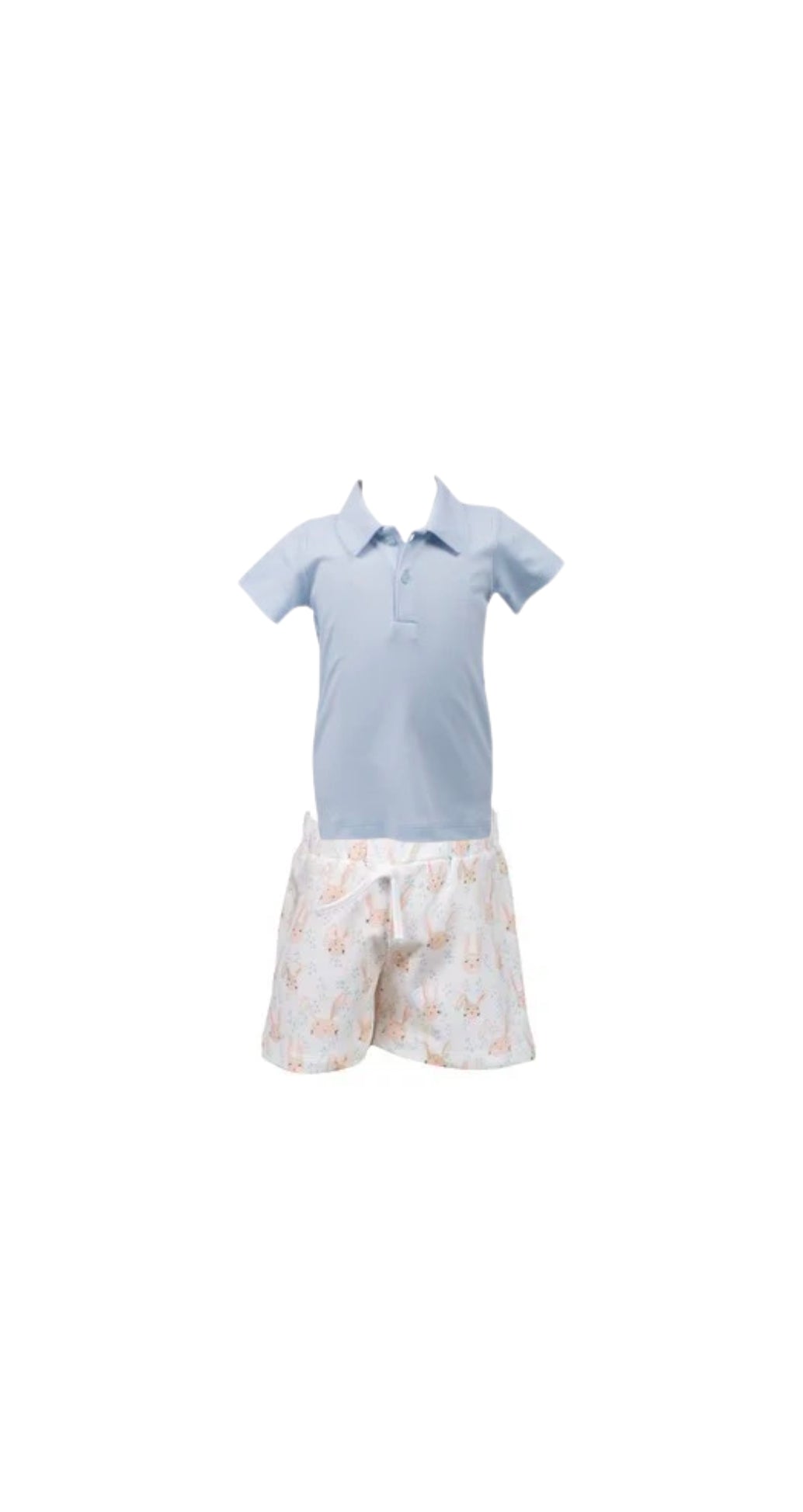 Pima Solid Sky Blue Polo and Hoppy Shorts Set