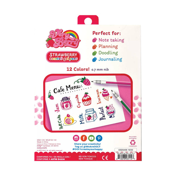 Very Berry Strawberry Scented Gel Pens - Set of 12