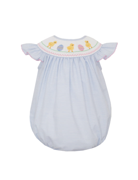 Easter Chicks Girl Light Blue Tiny Stripe Angel Wing Bishop Bubble