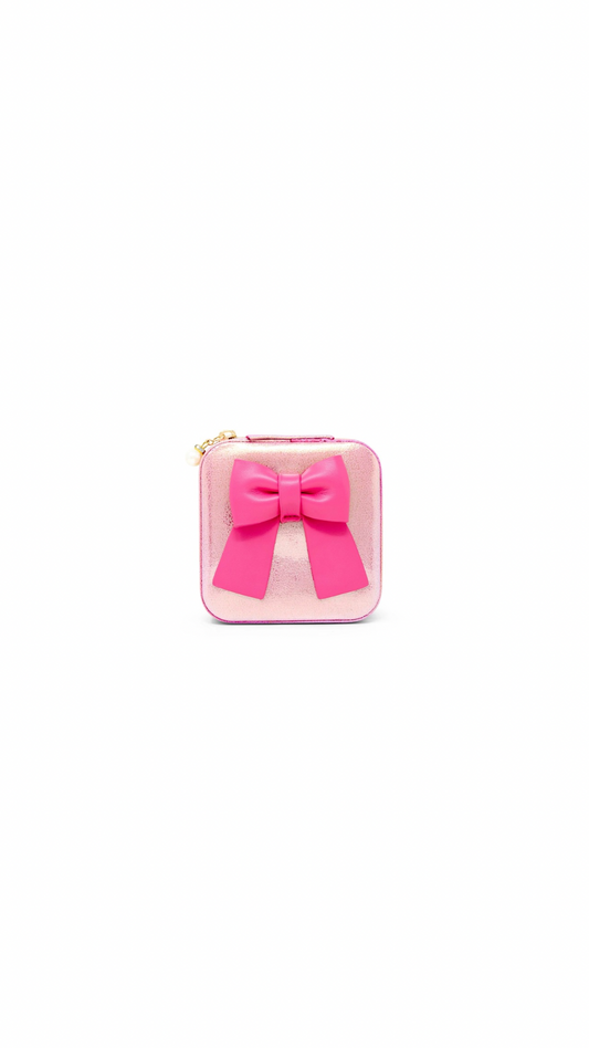 Shiny Jumbo Bow Jewelry Box Hot Pink