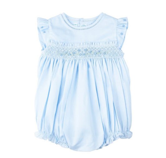Rose Garden Collection Smocked Fly Sleeve Bubble Blue