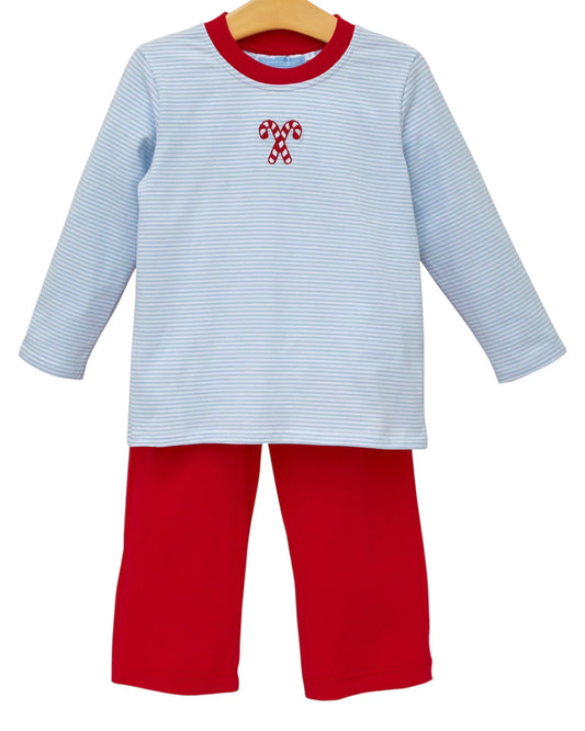 Candy Cane Embroidery Pants Set