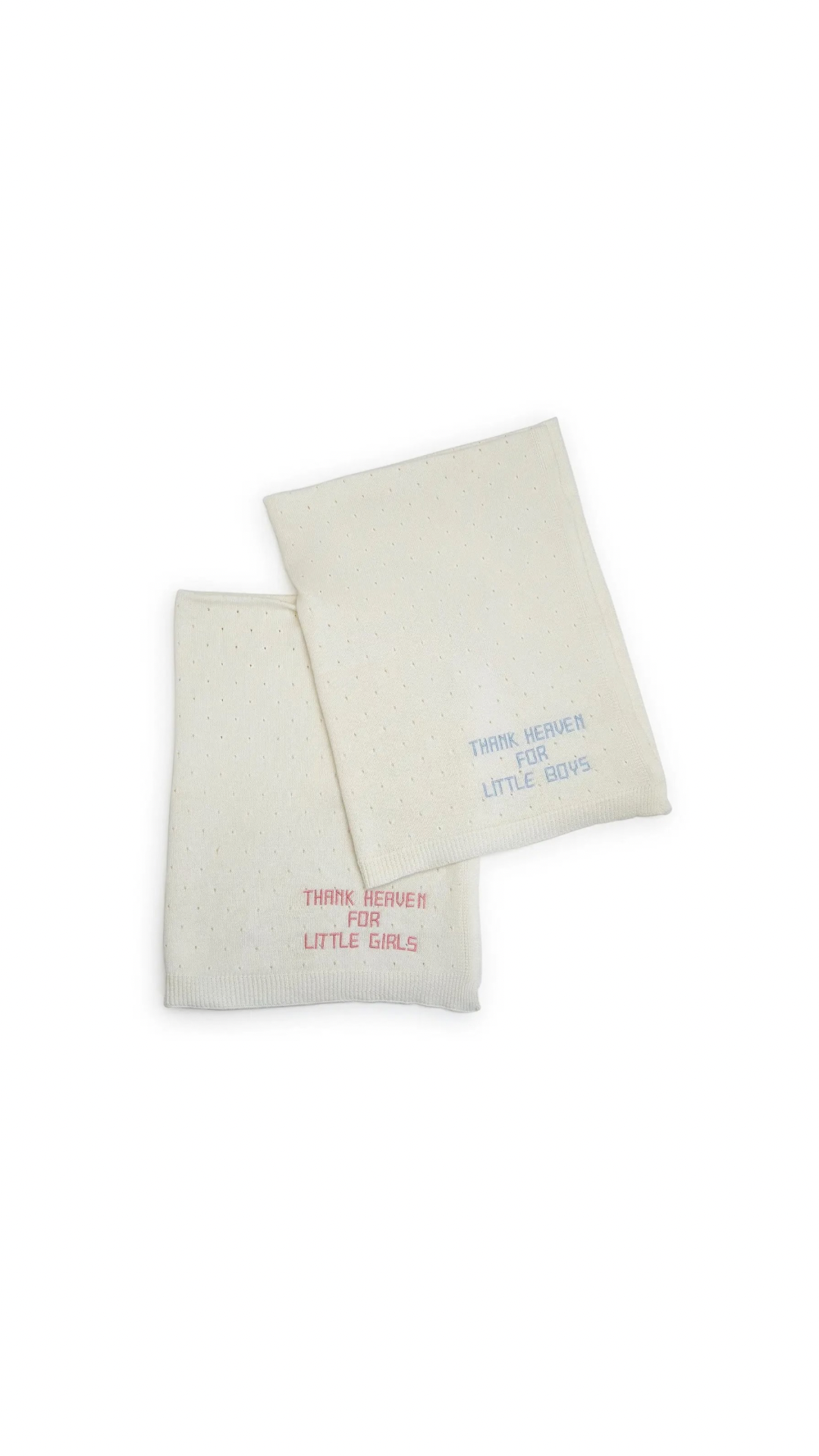 Thank Heaven for Little Boys Embroidered Knit Cotton Blanket Blue