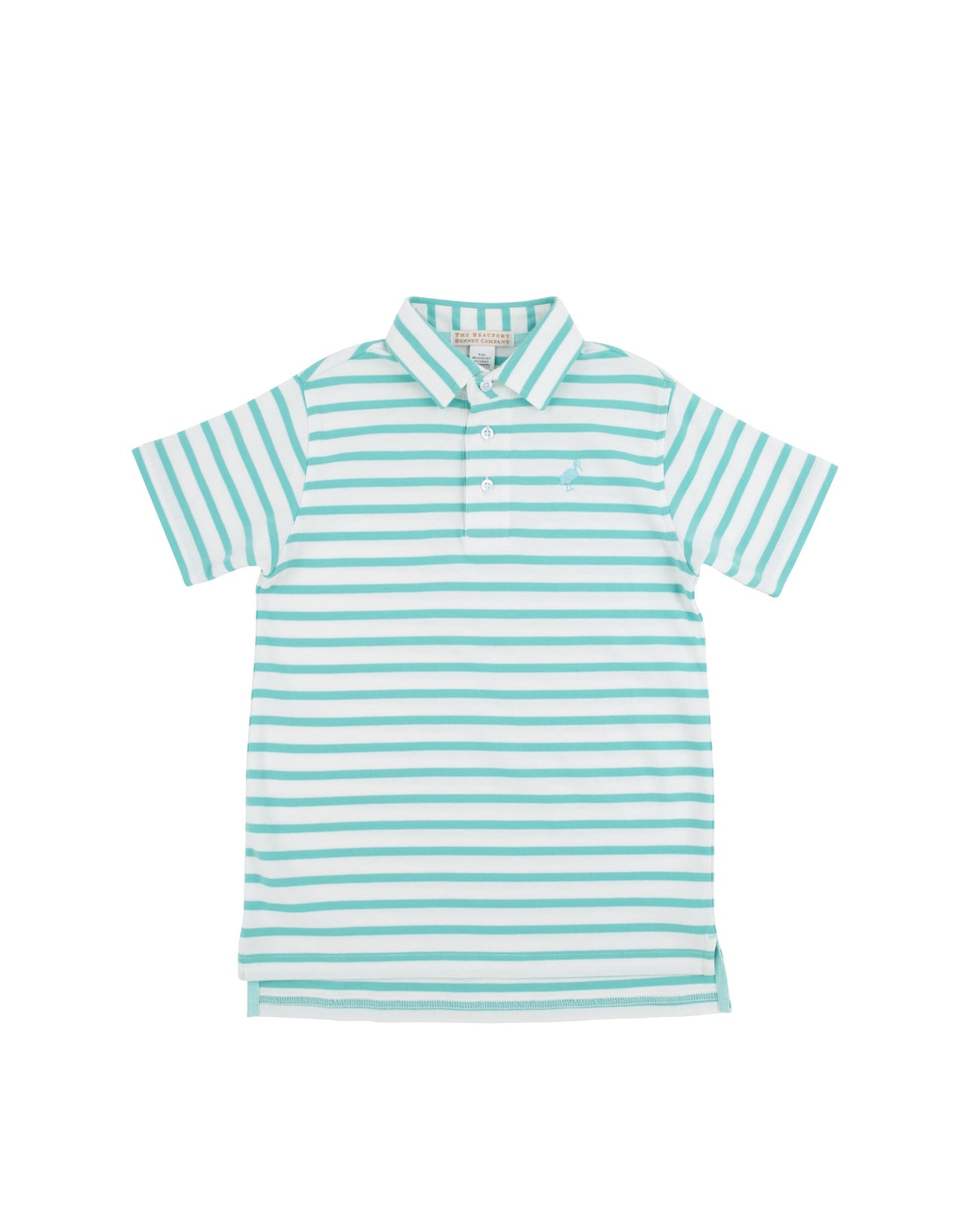 Prim And Proper Polo Short Sleeve Pima Turks Teal Stripe/Edisto Egg Blue