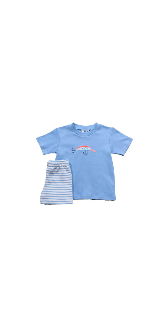 Lure 2 Piece Short Set, Light Blue Stripe