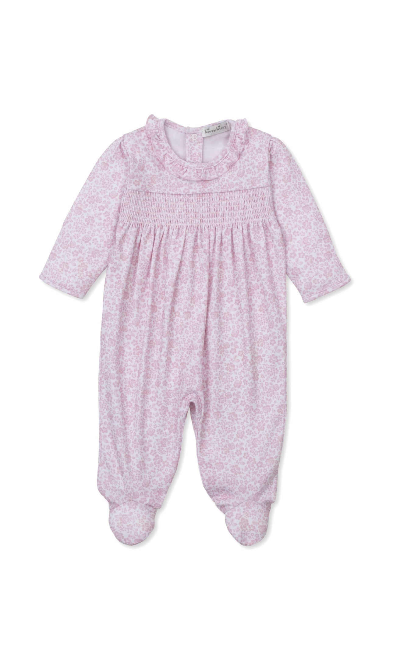 Country Gardens Footie PRT Smocked Pink