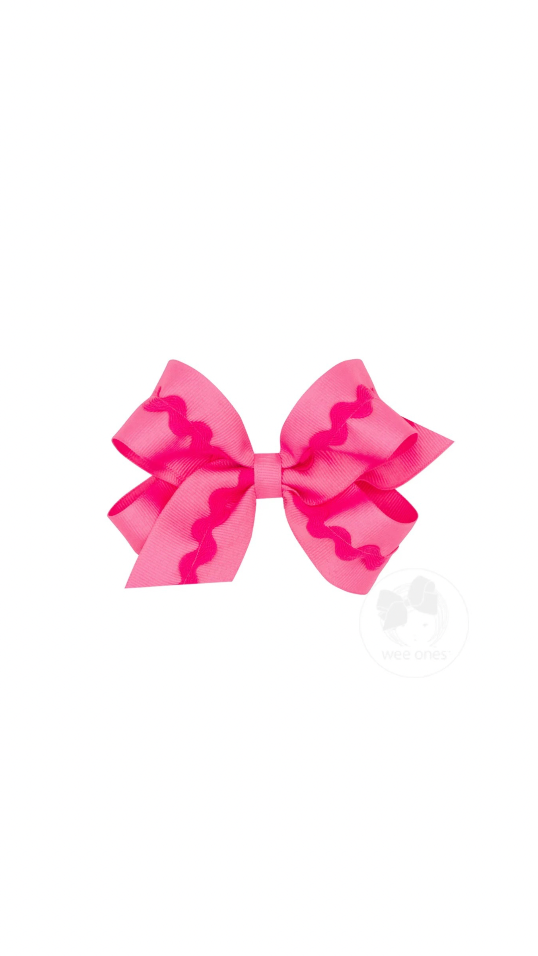 King Grosgrain Hair Bow with Ric-Rac Trim Hot Pink