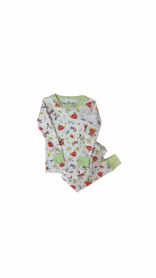 Barnyard Babies Toddler Long Pajamas Celery