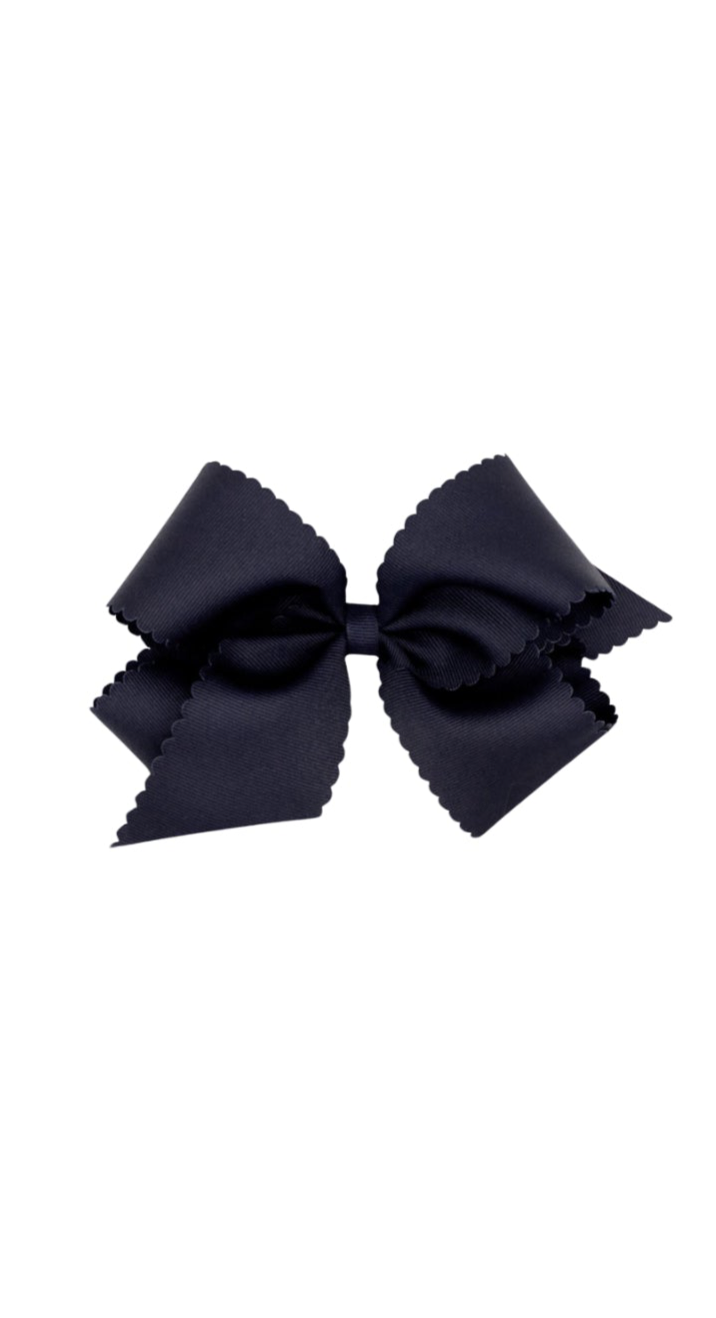 King Grosgrain Scalloped Bow Navy