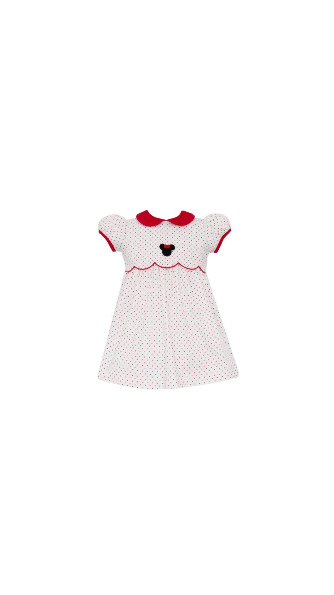 Minnie Mouse Red/White Polka Dot Knit Dress Short Sleeve with Collar