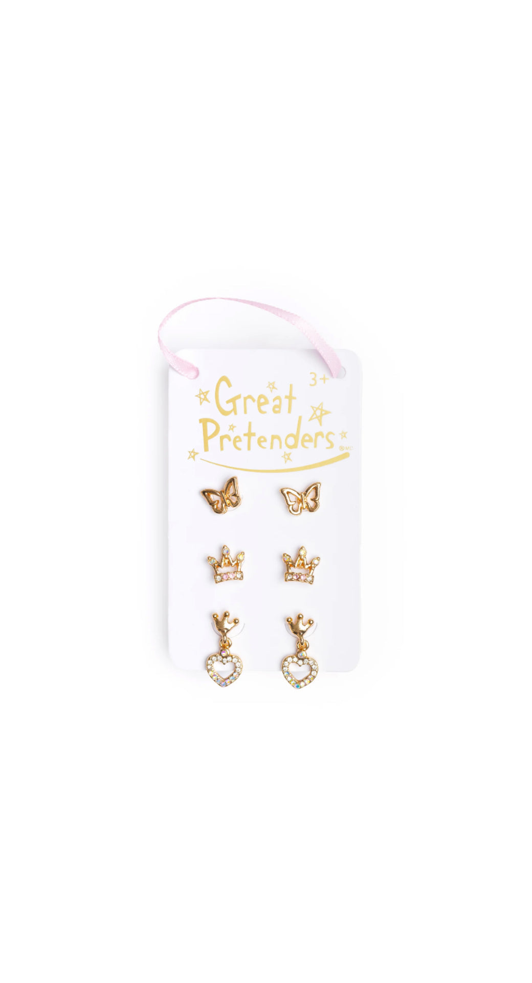 Boutique Royal Crown Stud Earrings, 3 Set