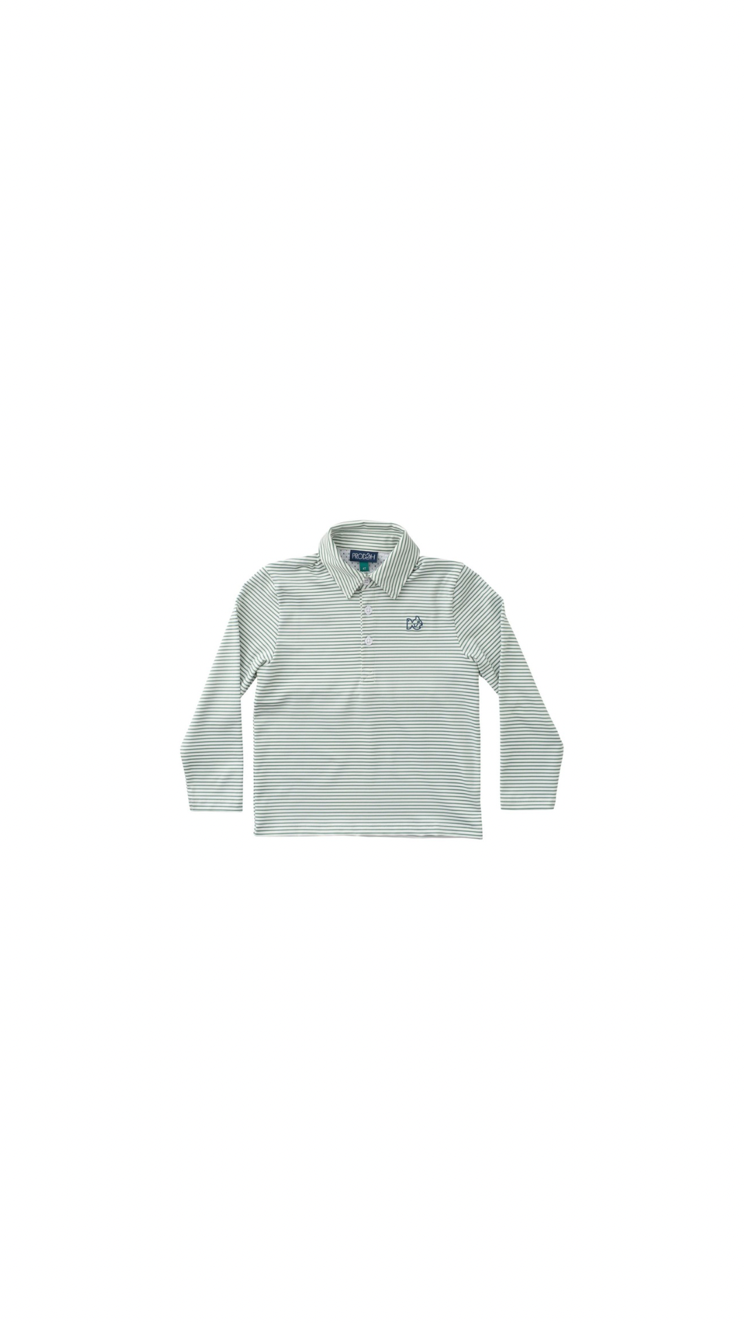 Boys Long Sleeve Pro Performance Polo Frosty Spruce Stripe