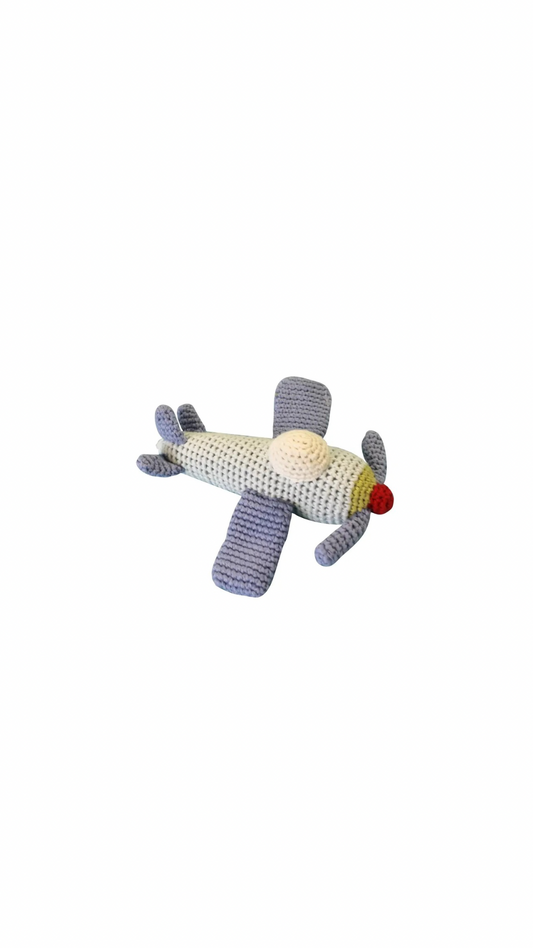 Airplane Hand-Crochet Rattle - 6"