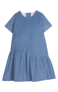 Asymmetrical Jillian Dress - Stormy Blue Corduroy