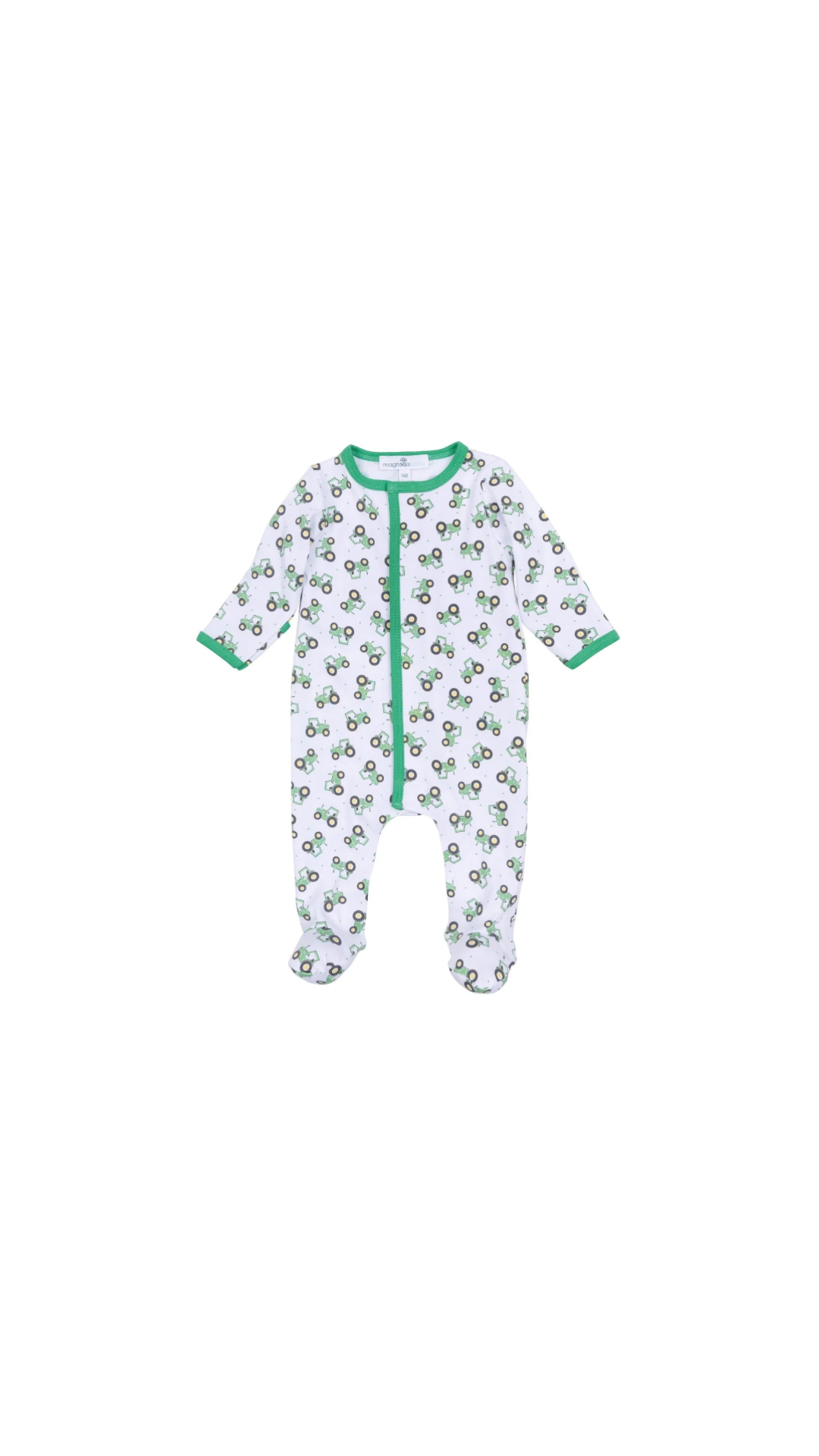 Lil' Green Tractor Printed Footie Green