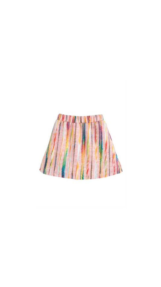 Mini Skirt - Wavy Pink Multi Wool