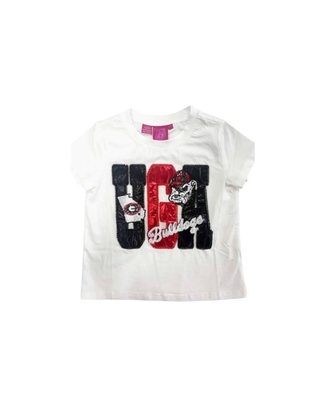 Licensed Kids UGA Metallic Word With Icons Tee - White