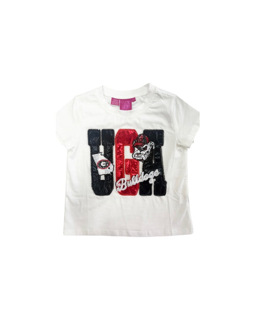 Licensed Kids UGA Metallic Word With Icons Tee - White