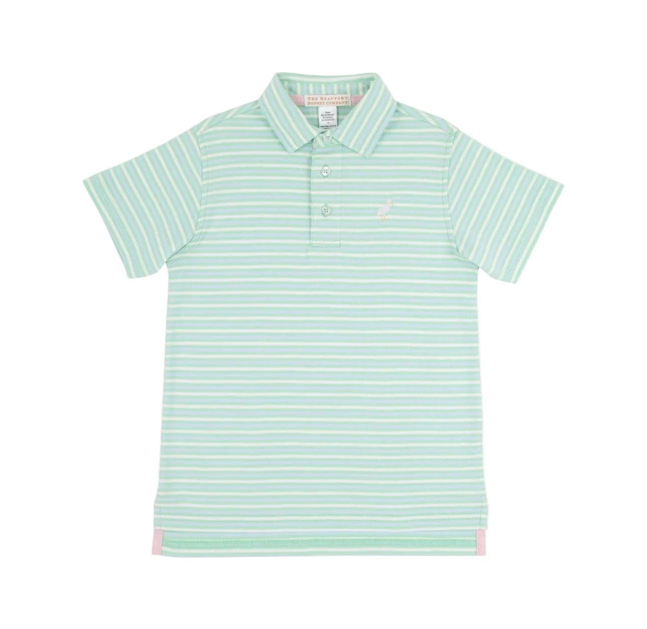 Prim and Proper Polo Short Sleeve Pima Sumner County Stripe Grace Bay Green