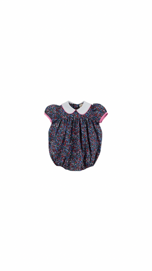 Fairfax Farm Floral/Worth Ave White/Hamptons Hot Pink Cindy Lou Sash Bubble
