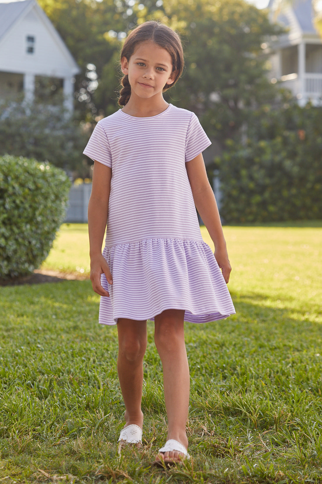 Kari T-Shirt Dress - Lavender Stripe