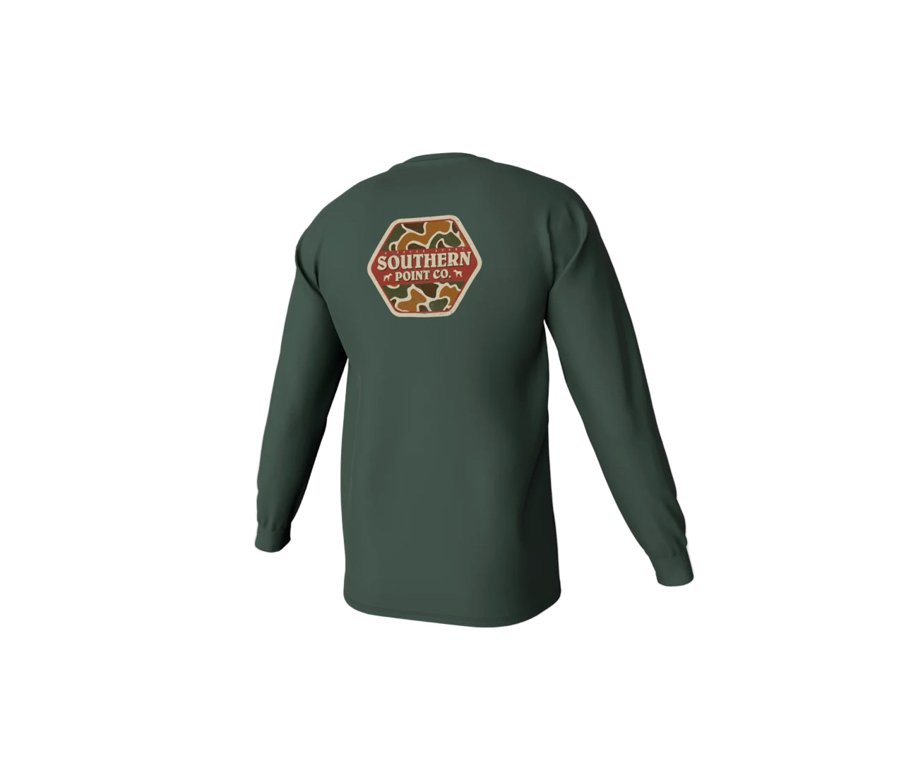 Youth Camo Logo Long Sleeve Pocket Tee - Duck Green