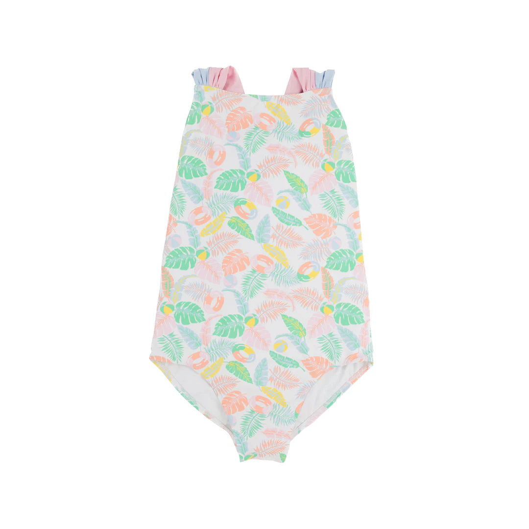 Seabrook Bathing Suit Happy in Harbour Island with Palm Beach Pink & Buckhead Blue