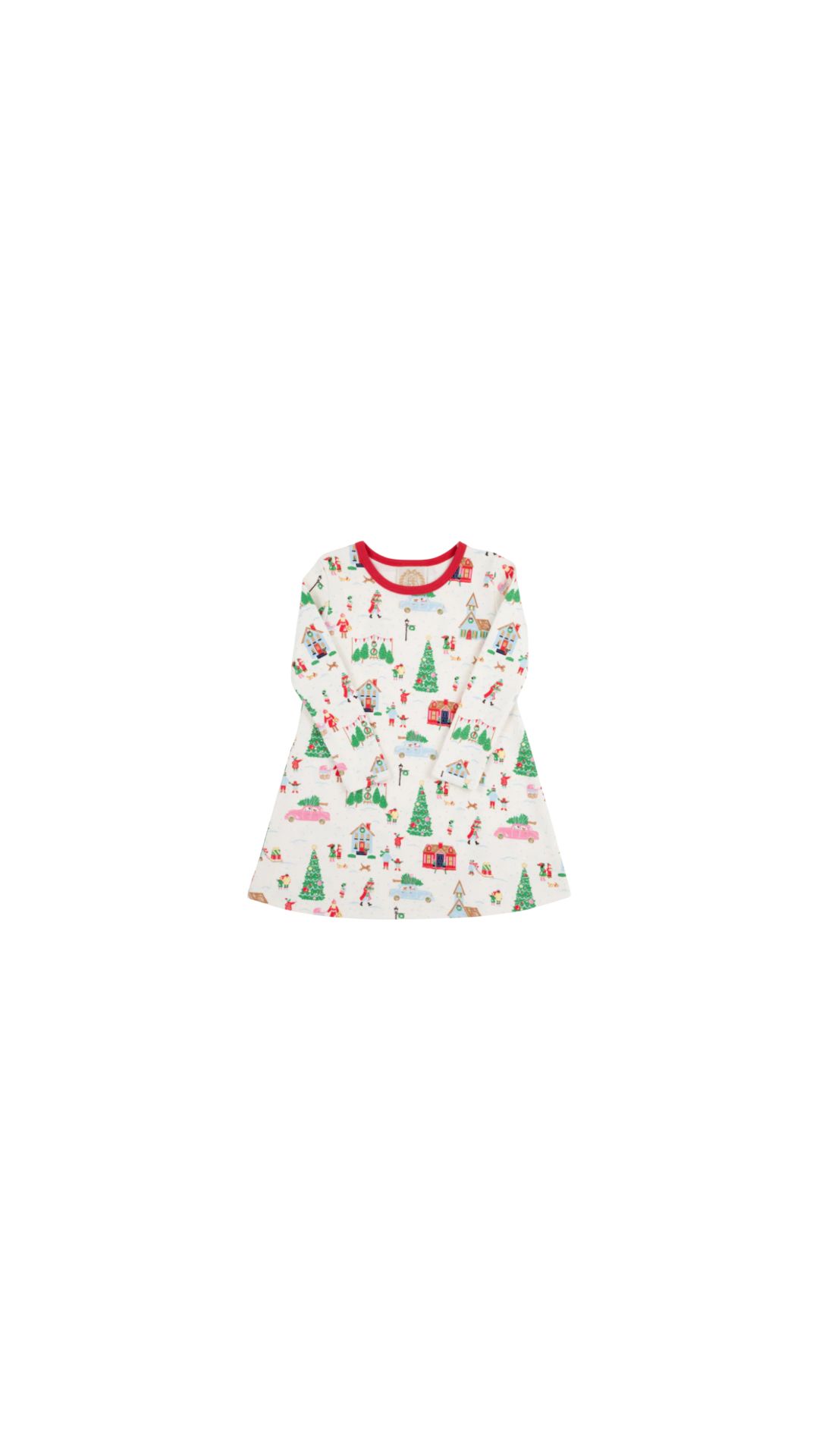 Long Sleeve Polly Play Dress Make the Season Bright/Richmond Red