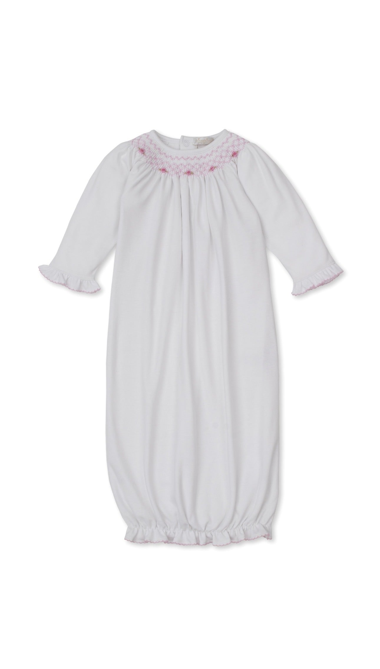 CLB Summer Bishop 26 Sack w/ Hand Smocking White/Pink