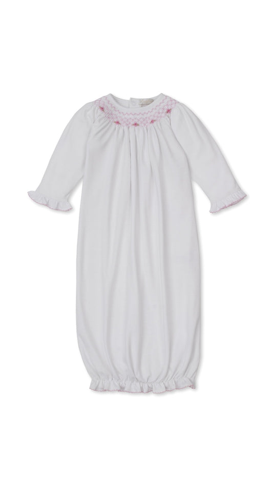 CLB Summer Bishop 26 Sack w/ Hand Smocking White/Pink