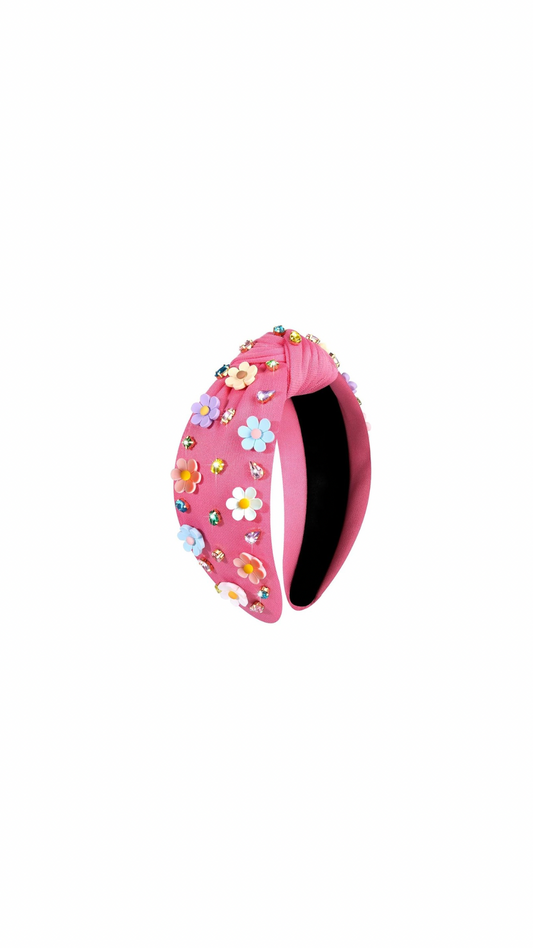Flower Fuchsia/Gold Headband