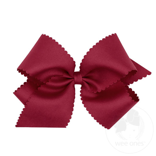 Medium Grosgrain Scalloped Bow Cranberry