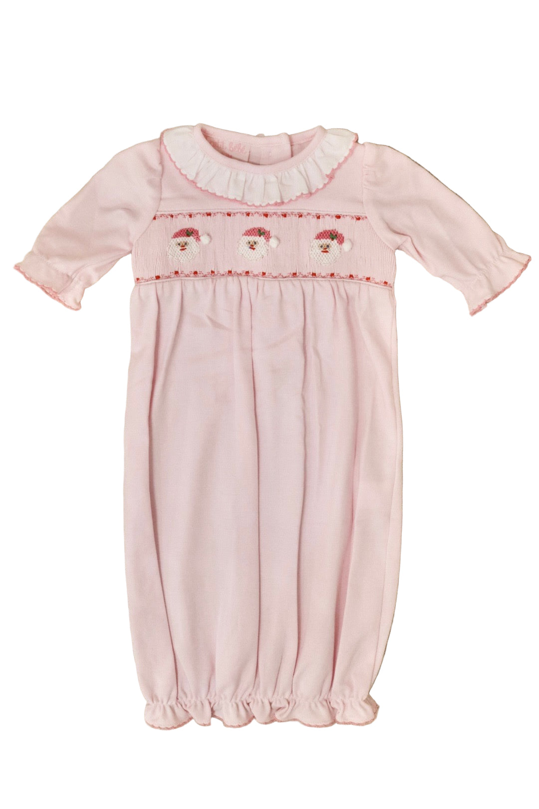 Santa Face Girl Pink Knit Sac Long Sleeve